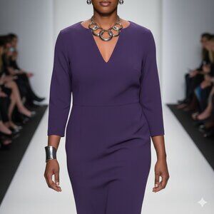 Size 24 VENUS Deep Purple Long Sleeve Dress